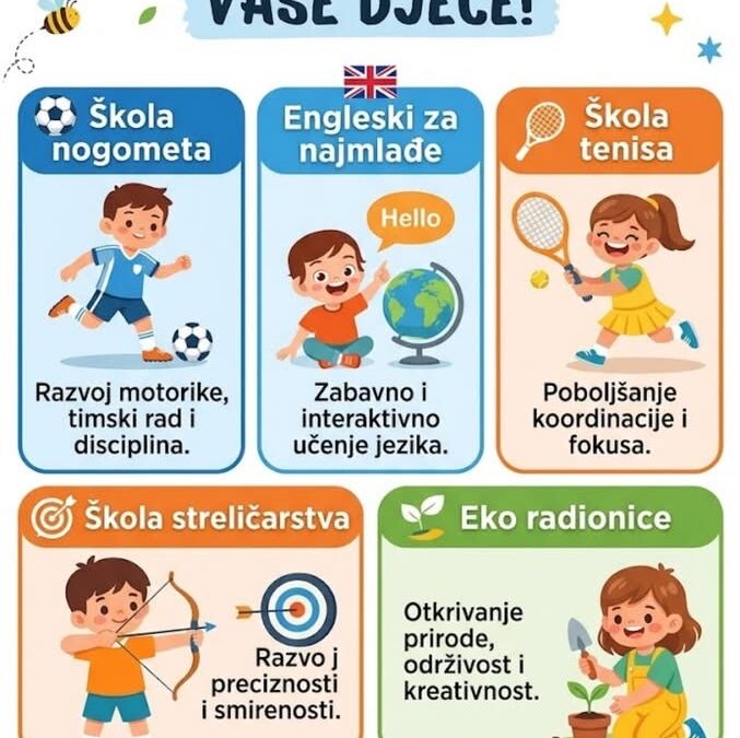 Projekt “Sretni spretni” donosi organizirane aktivnosti za djecu tijekom cijele školske godine: sportove, strani jezik, eko radionice